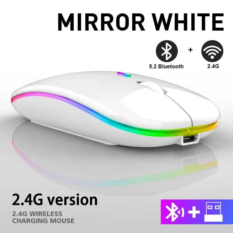 Wireless Mouse RGB Rechargeable Bluetooth Mice Wireless Computer Mouse LED Backlit Ergonomic Gaming Mouse for Laptop PC 3600DPI