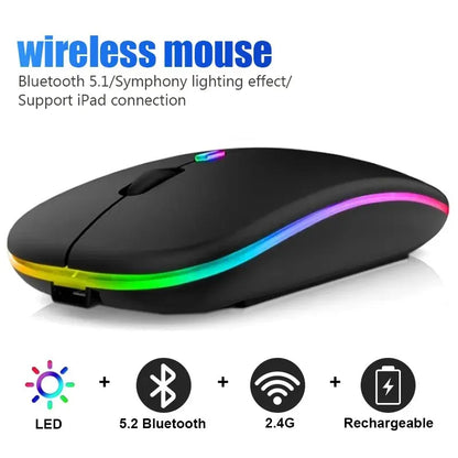 Wireless Mouse RGB Rechargeable Bluetooth Mice Wireless Computer Mouse LED Backlit Ergonomic Gaming Mouse for Laptop PC 3600DPI
