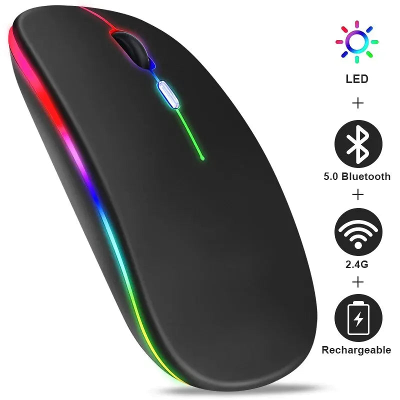 Wireless Mouse RGB Rechargeable Bluetooth Mice Wireless Computer Mouse LED Backlit Ergonomic Gaming Mouse for Laptop PC 3600DPI