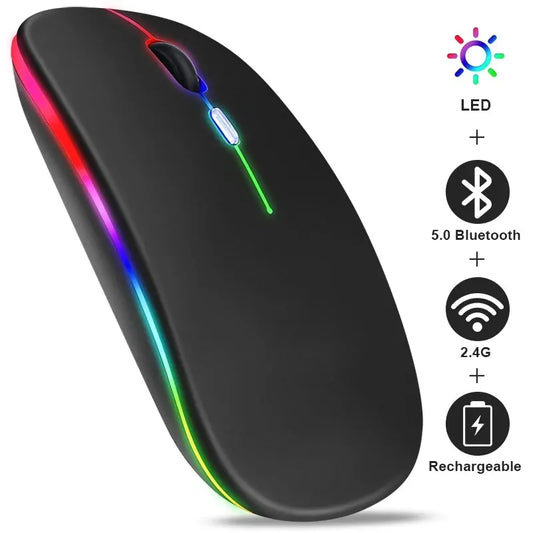 Wireless Mouse RGB Rechargeable Bluetooth Mice Wireless Computer Mouse LED Backlit Ergonomic Gaming Mouse for Laptop PC 3600DPI