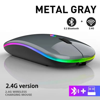 Wireless Mouse RGB Rechargeable Bluetooth Mice Wireless Computer Mouse LED Backlit Ergonomic Gaming Mouse for Laptop PC 3600DPI