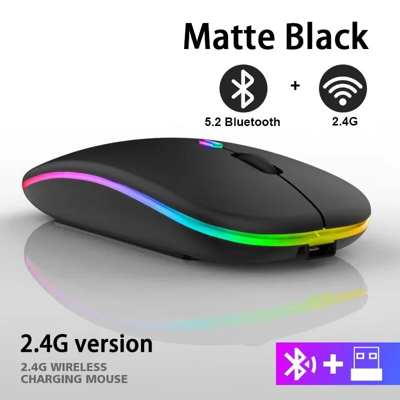 Wireless Mouse RGB Rechargeable Bluetooth Mice Wireless Computer Mouse LED Backlit Ergonomic Gaming Mouse for Laptop PC 3600DPI