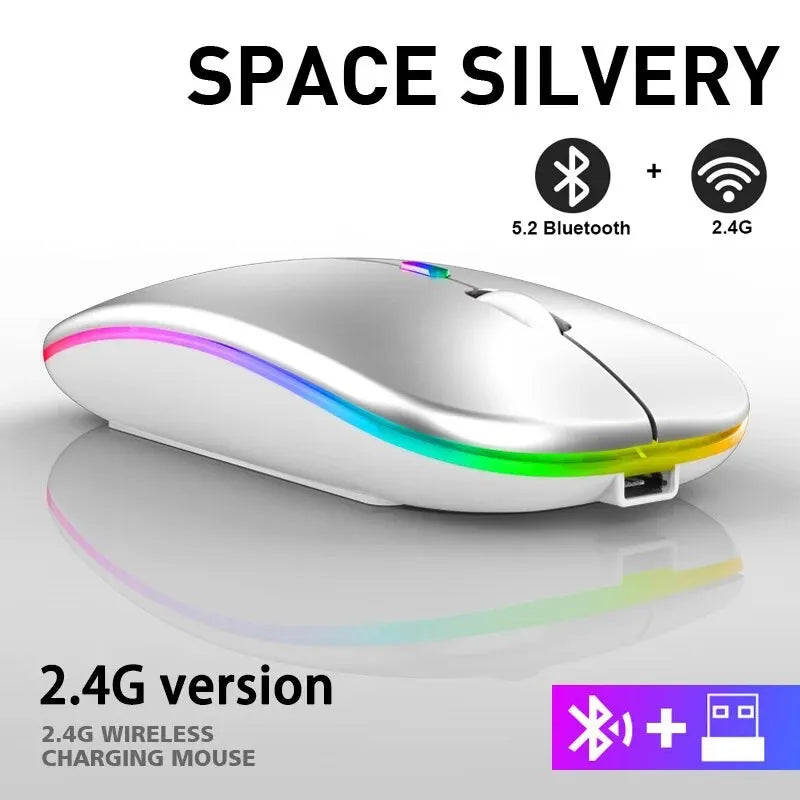 Wireless Mouse RGB Rechargeable Bluetooth Mice Wireless Computer Mouse LED Backlit Ergonomic Gaming Mouse for Laptop PC 3600DPI
