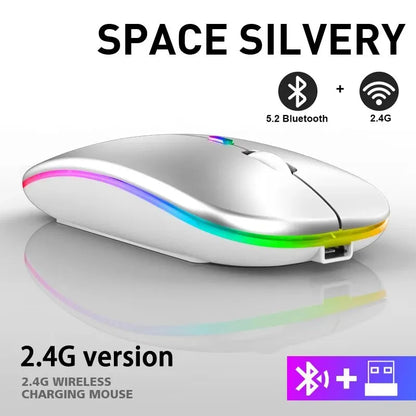 Wireless Mouse RGB Rechargeable Bluetooth Mice Wireless Computer Mouse LED Backlit Ergonomic Gaming Mouse for Laptop PC 3600DPI