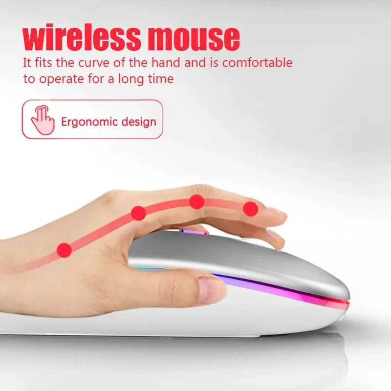Wireless Mouse RGB Rechargeable Bluetooth Mice Wireless Computer Mouse LED Backlit Ergonomic Gaming Mouse for Laptop PC 3600DPI