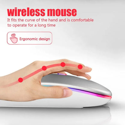 Wireless Mouse RGB Rechargeable Bluetooth Mice Wireless Computer Mouse LED Backlit Ergonomic Gaming Mouse for Laptop PC 3600DPI